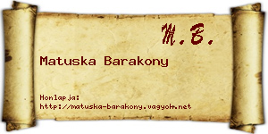 Matuska Barakony névjegykártya